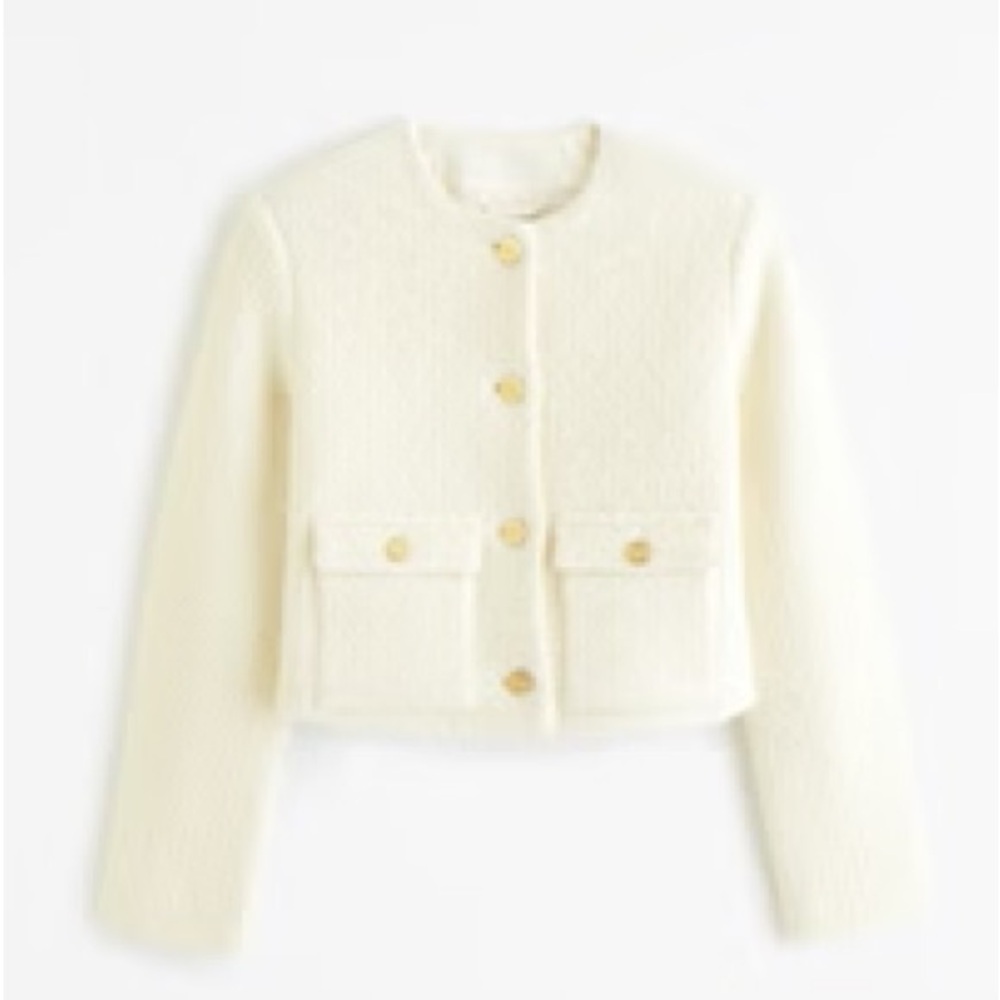 Collarless Boucle Jacket